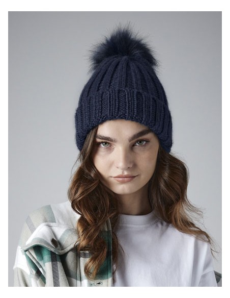 BEE-B413-Verbier Faux Fur Pop Pom Chunky Beanie 2